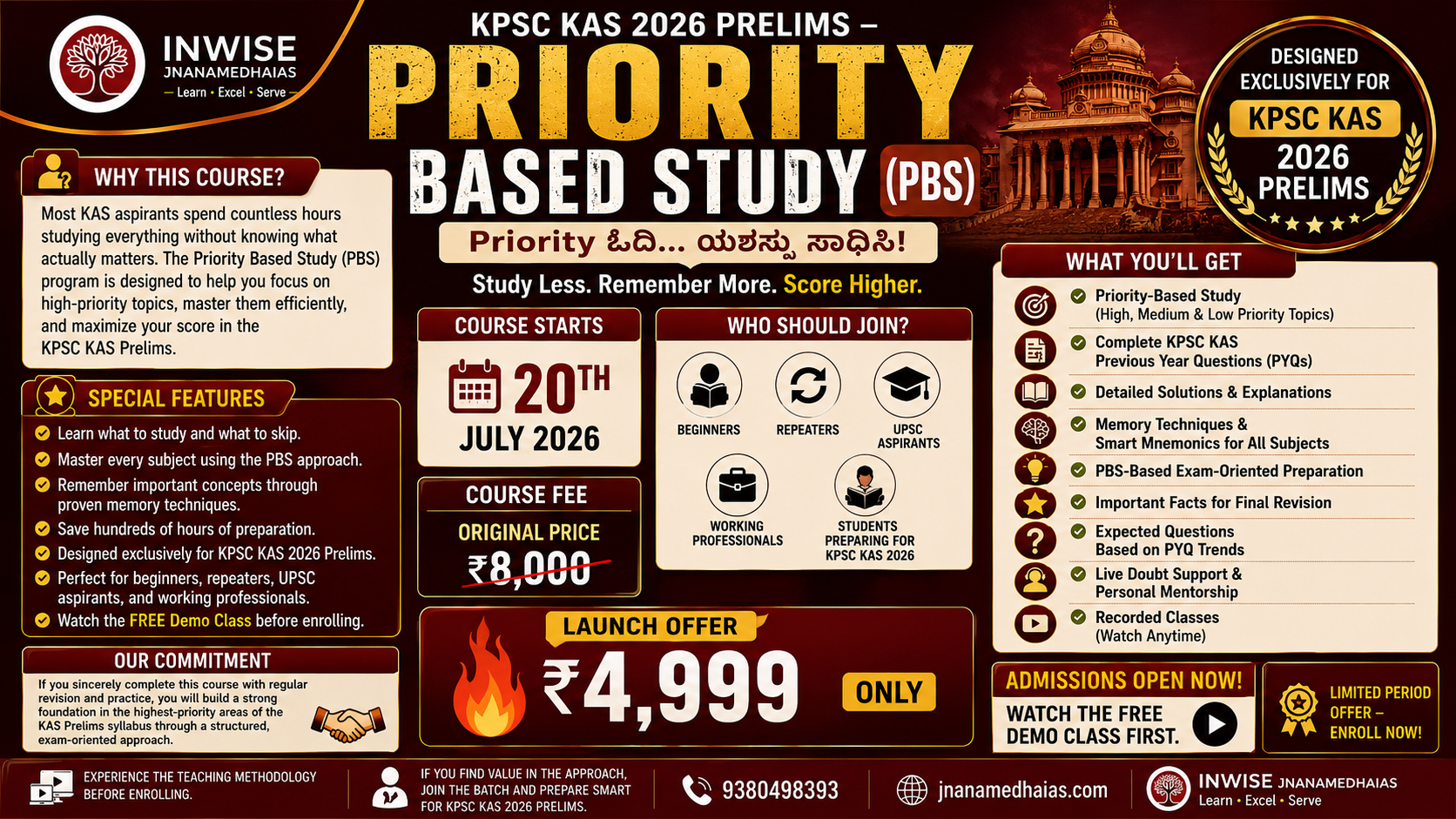 KPSC KAS 2026 PRELIMS – PRIORITY BASED STUDY (PBS)